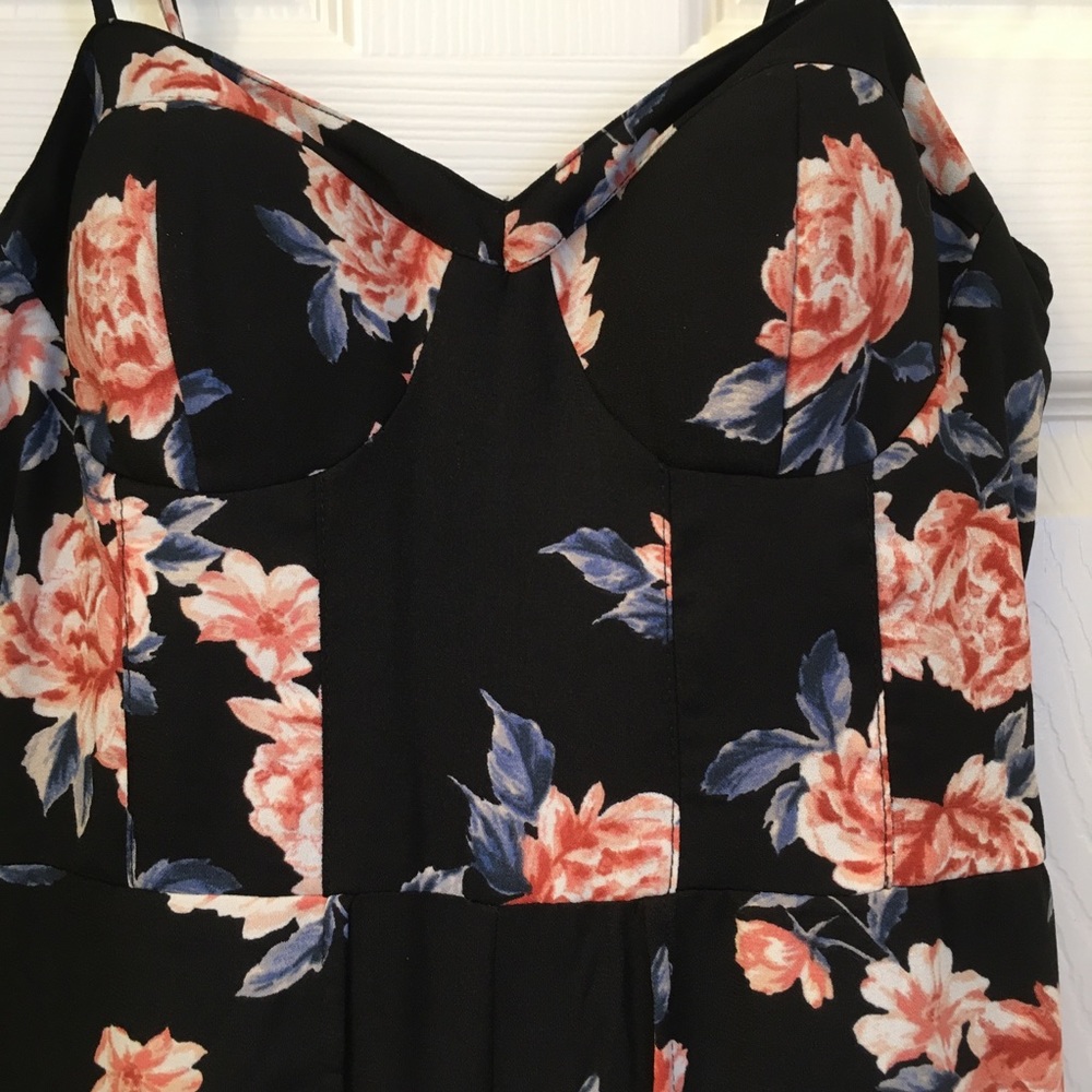 Xhilaration Black Floral Maxi Jumpsuit, Sz XS / S - Picture 4 of 16
